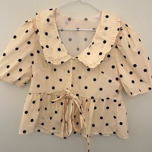 Cream Polka Dot Blouse